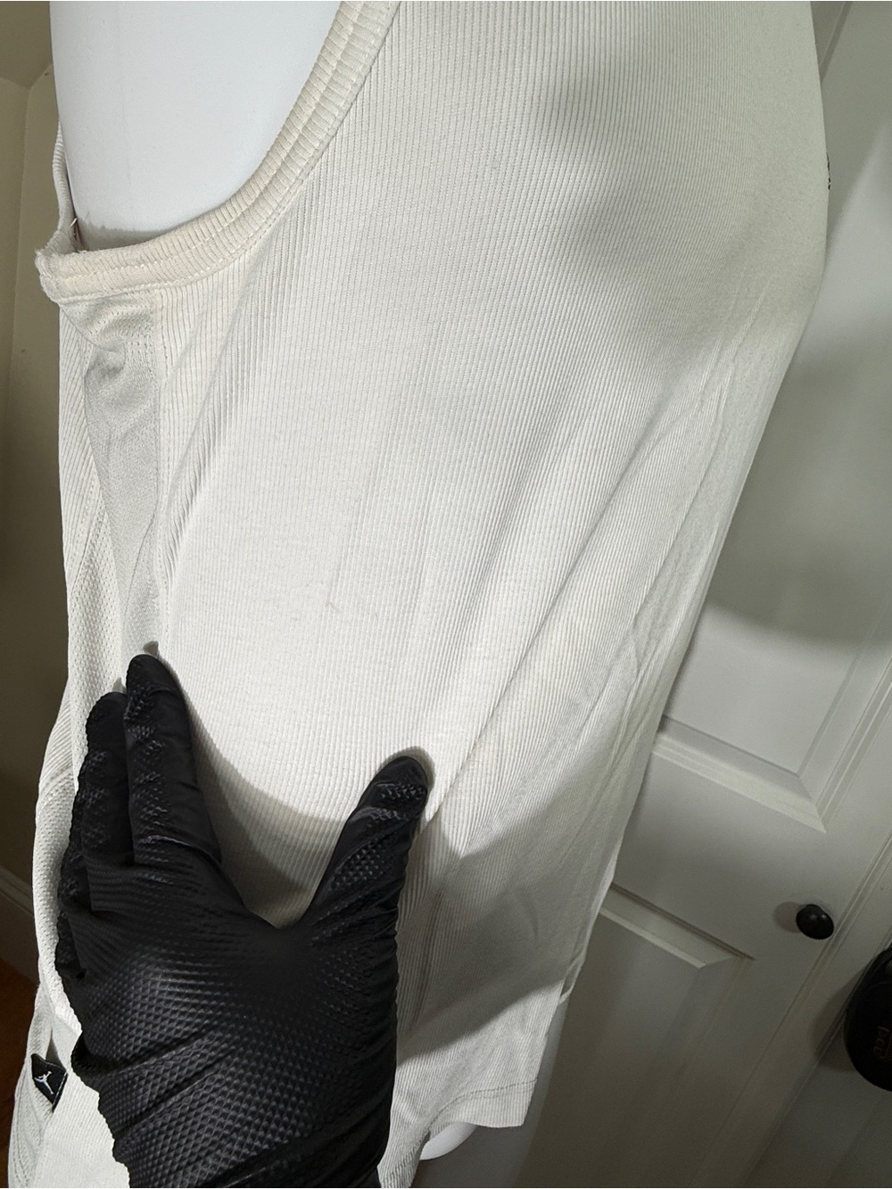 Jordan White Ribbed Tank Top Men’s Large Jumpman Sleeveless Shirt - Picture 8 of 12